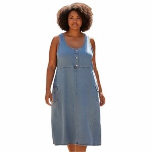 Vintage Carolina Blues Plus Sleeveless Light Blue Jean Denim Dress Size 20W